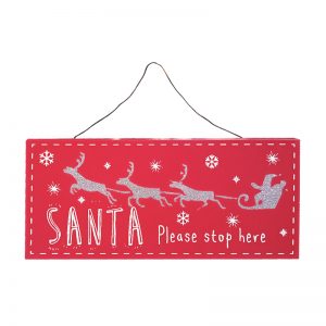 Placa decorativa - Santa please stop here